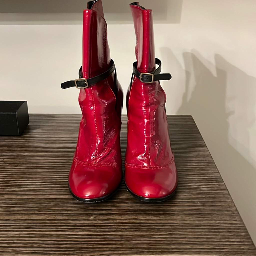 Marc Jacobs Patent Red Ankle Boot